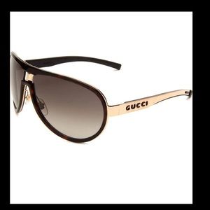 Gucci Unisex Havana Brown and Gold Sunglasses